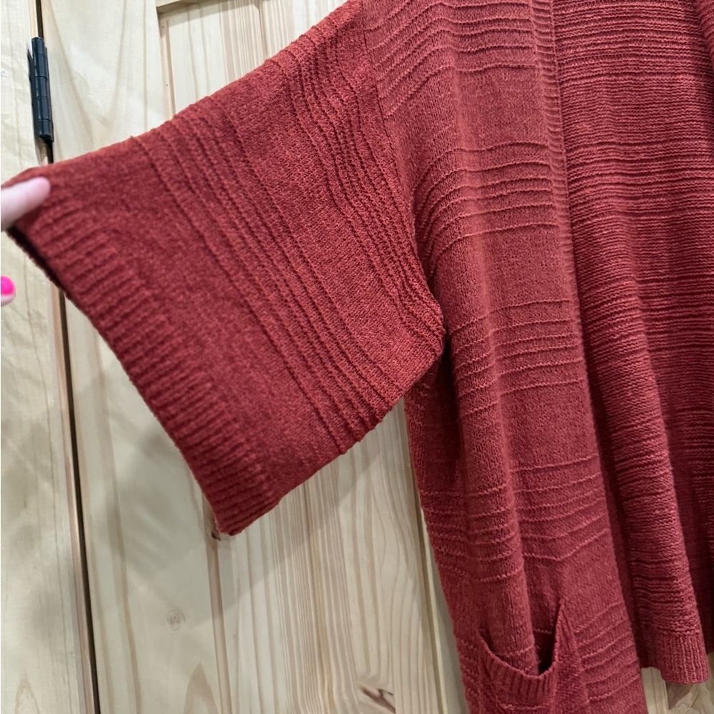 Old Navy Brick Red Open-Front Knit Cardigan - Picture 3 of 7